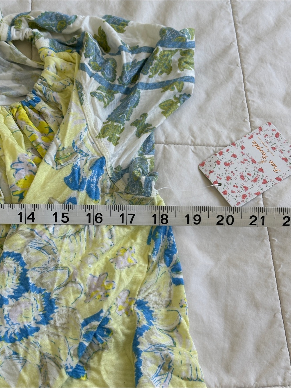 Women’s Floral cold Shoulder Top in Yellow and Blue - bin 2 - Picture 4 of 8